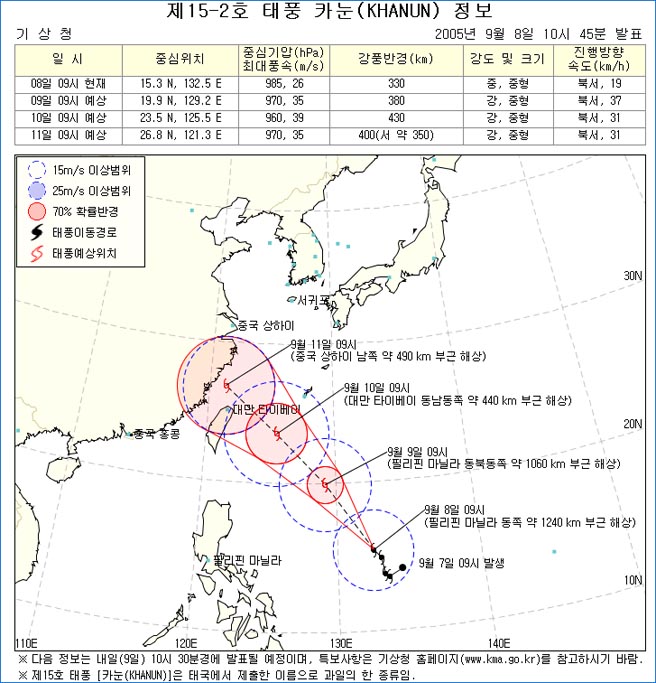 - 제15호 태풍 [카눈(KHANUN)] 정보 -의 3번째 이미지